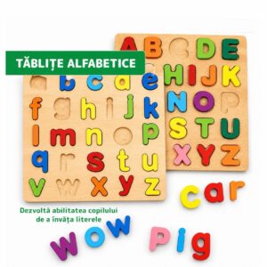 Puzzle Educativ din Lemn 20x20cm, Alfabet